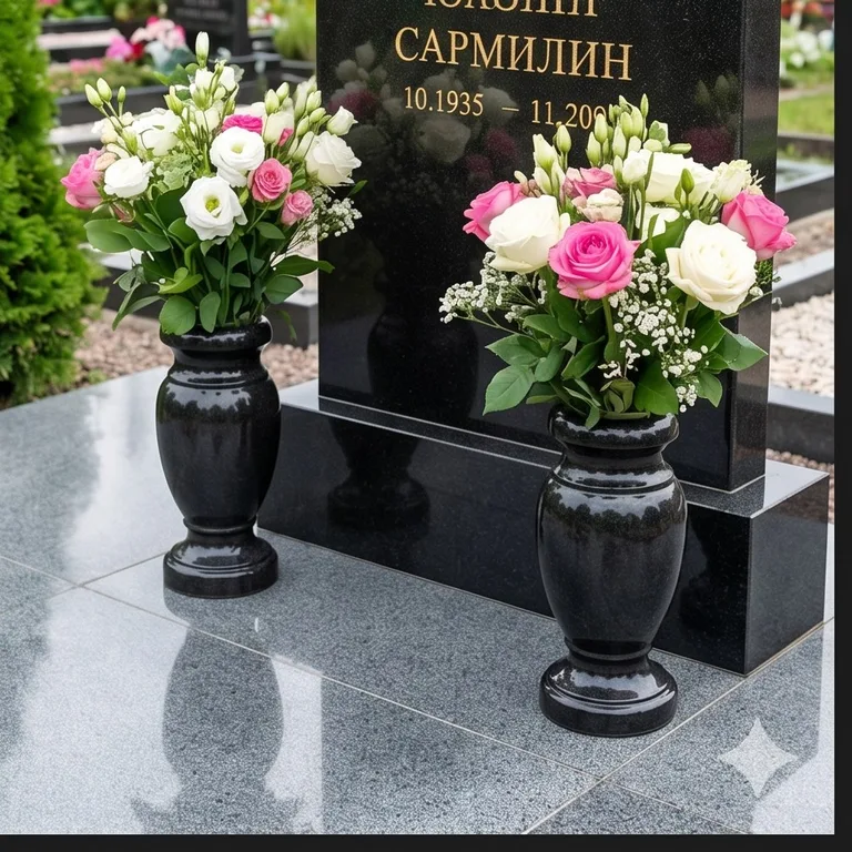 Гранитные вазы для цветов на участке в Ульяновске