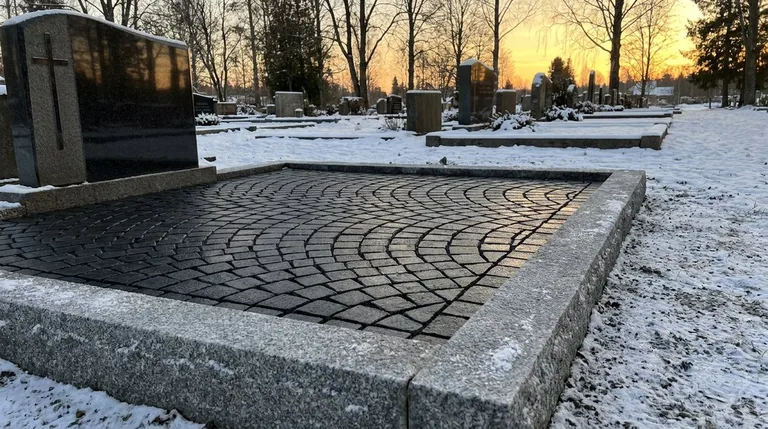 Гранитная брусчатка на могильном участке, образец ПМ005 в Ульяновске
