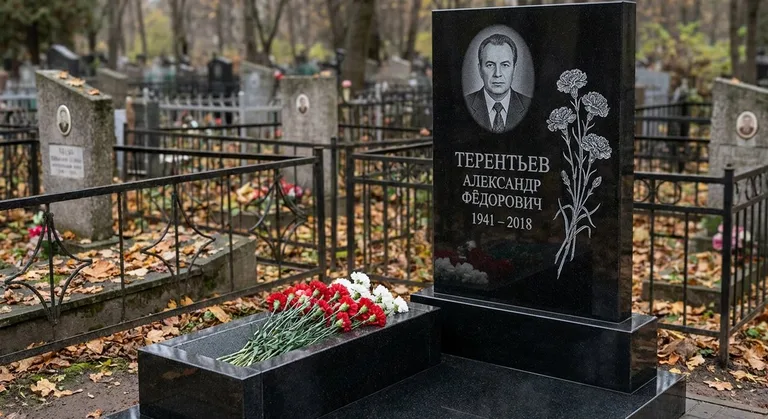 Памятник с гравировкой гвоздик — выполненная работа «Терентьев» в Ульяновске