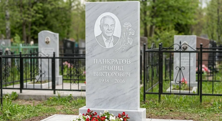 Памятник с гравировкой гвоздик — выполненная работа «Панкратов» в Ульяновске