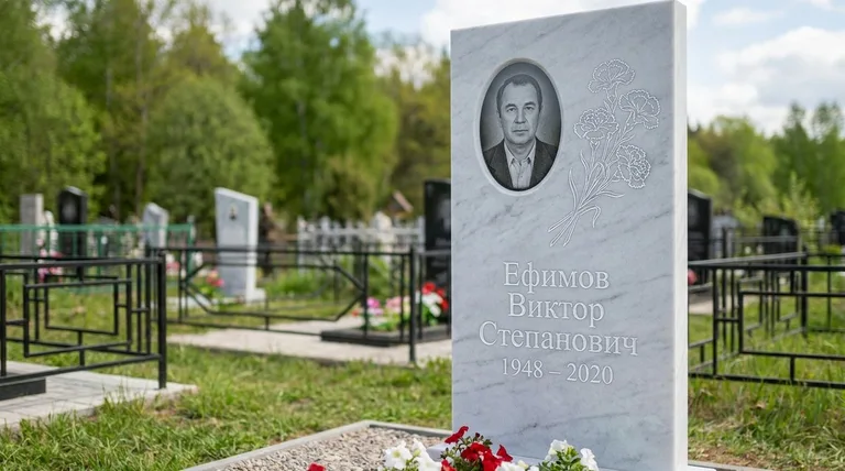 Памятник с гравировкой гвоздик — выполненная работа «Ефимов» в Ульяновске