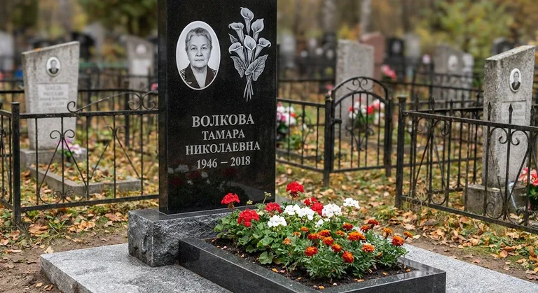 Памятник с гравировкой калл — выполненная работа «Волкова» в Ульяновске