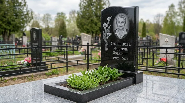 Памятник с гравировкой калл — выполненная работа «Степанова» в Ульяновске