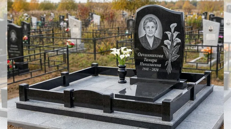 Памятник с гравировкой калл — выполненная работа «Овчинникова» в Ульяновске