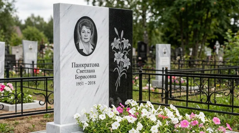 Памятник с гравировкой лилий — выполненная работа «Панкратова» в Ульяновске