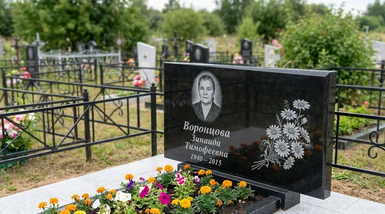 Памятник с гравировкой ромашек — выполненная работа «Воронцова» в Ульяновске