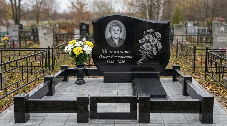 Памятник с гравировкой ромашек — выполненная работа «Мельникова» в Ульяновске