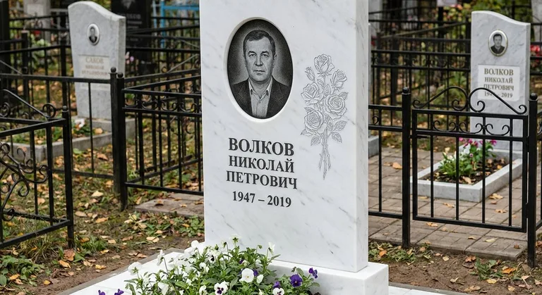 Памятник с гравировкой роз — выполненная работа «Волков» в Ульяновске