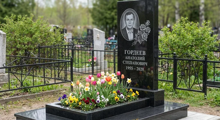 Памятник с гравировкой роз — выполненная работа «Гордеев» в Ульяновске
