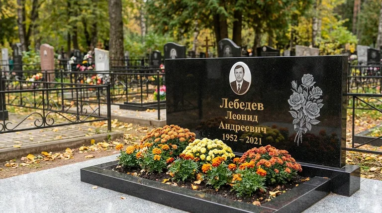 Памятник с гравировкой роз — выполненная работа «Лебедев» в Ульяновске