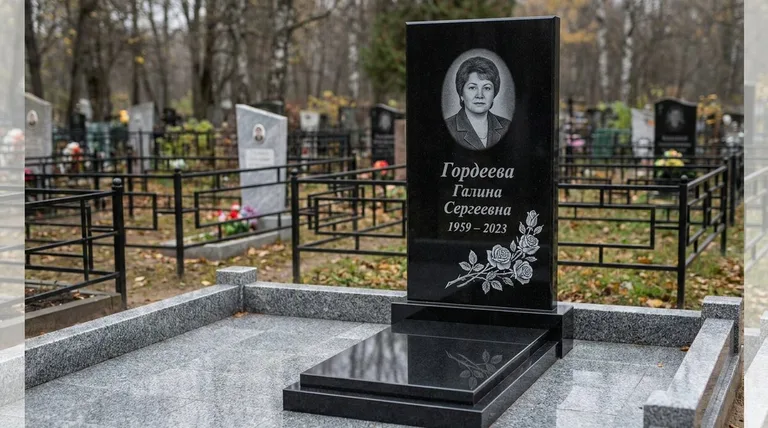 Памятник с гравировкой роз — выполненная работа «Гордеева» в Ульяновске