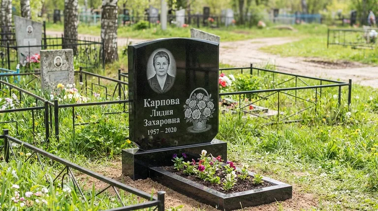 Памятник с гравировкой роз — выполненная работа «Карпова» в Ульяновске