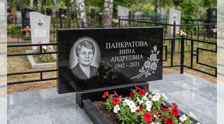 Памятник с гравировкой роз — выполненная работа «Панкратова» в Ульяновске