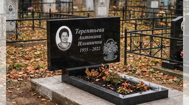 Памятник с гравировкой роз — выполненная работа «Терентьева» в Ульяновске