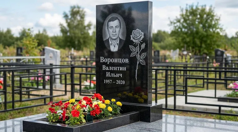 Памятник с гравировкой роз — выполненная работа «Воронцов» в Ульяновске