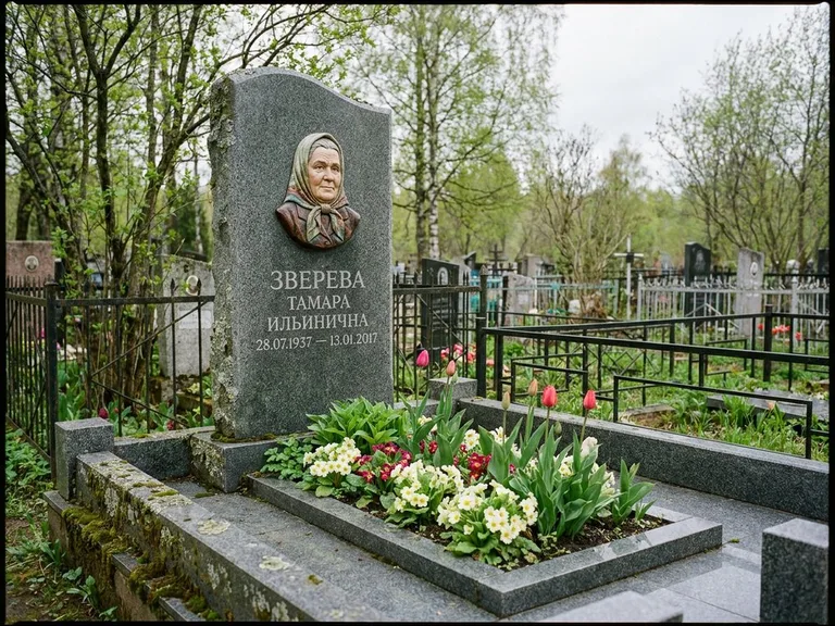 Керамический портрет на летнем кладбище в Ульяновске