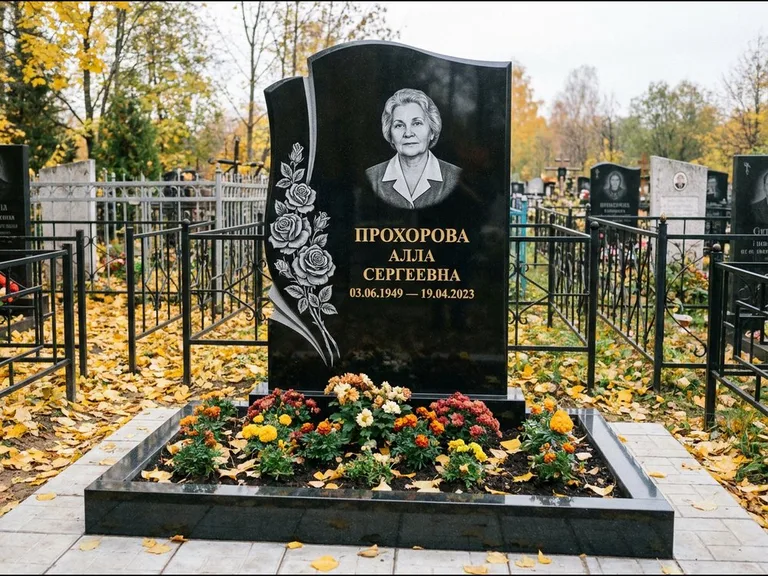Гравировка портрета на чёрном граните — выполненная работа 20 в Ульяновске