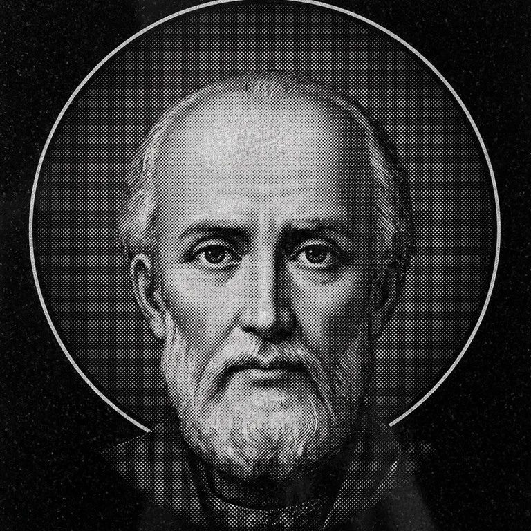 Эскиз иконы: Николай Чудотворец (полутон) — объёмный лик святителя, гравировка на памятник в Ульяновске