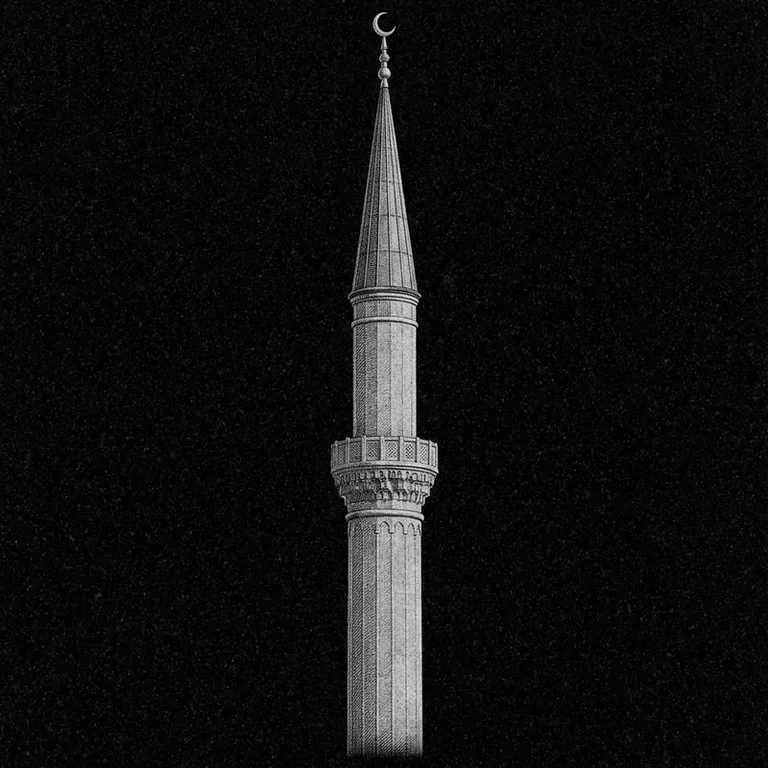 Эскиз: Минарет (фотореализм) — одиночный минарет с полумесяцем в Ульяновске