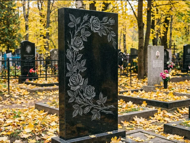 Цветы и орнамент — гравировка с выездом на кладбище в Ульяновске