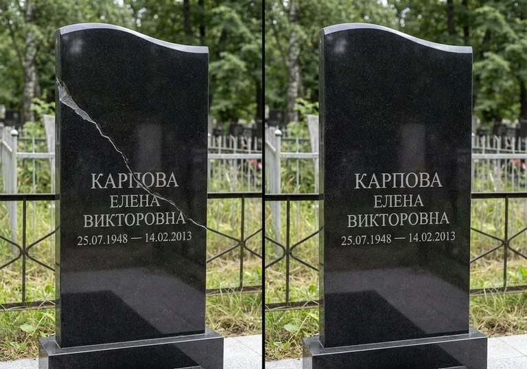 Заделка трещины на чёрном граните: до и после в Ульяновске