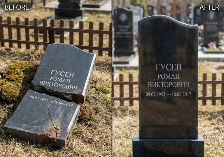 Склейка расколотого памятника: до и после в Ульяновске
