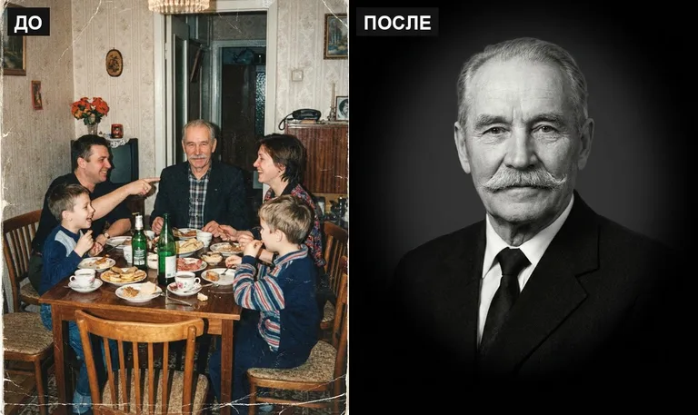 Ретушь фото на памятник — выделение из группового: до и после в Ульяновске