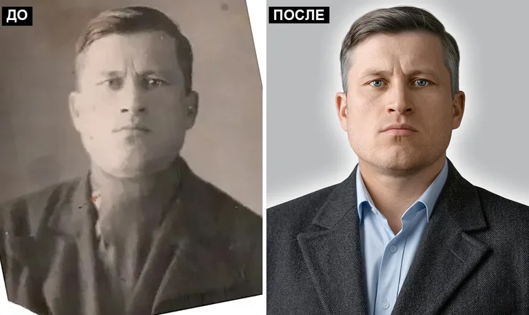 Ретушь фото на памятник — замена одежды: до и после в Ульяновске