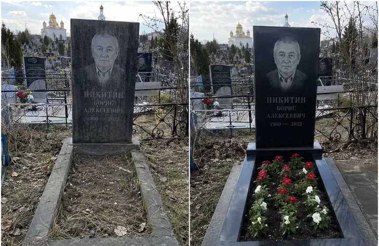 Диптих №3: покраска оградки и прополка цветника с тюльпанами — до и после в Ульяновске