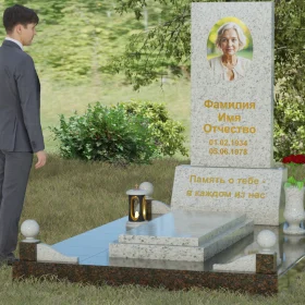Комбинированный светский памятник вертикальный - П069