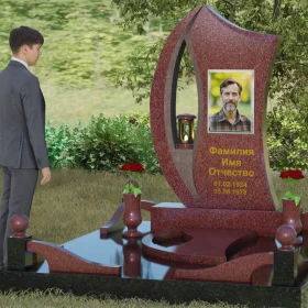 Гранитный вертикальный светский памятник для одного - П078