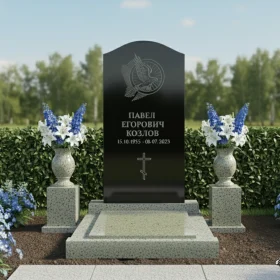 Гранитный православный мемориальный комплекс с крестом - ПН058