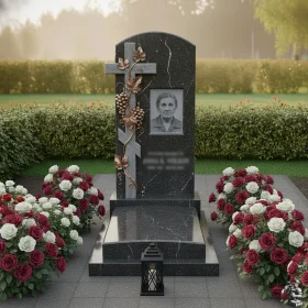 Гранитный православный вертикальный памятник - ПН086