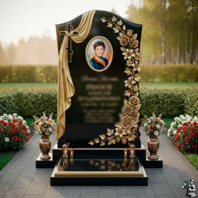 Элитный православный памятник с крестом из гранита - ПН142