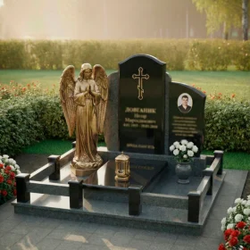 Элитный православный памятник из гранита и металла с крестом - ПН193