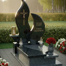 Православный памятник с крестом из гранита - ПН239
