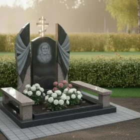 Элитный Гранитный вертикальный памятник с крестом для мемориала - ПН282