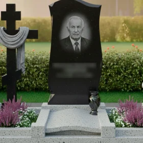 Гранитный элитный православный вертикальный памятник - ПН416
