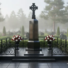 Вертикальный Гранитный памятник на одного ПН677 - ПН677
