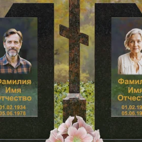Православный горизонтальный памятник со стеклом - П246
