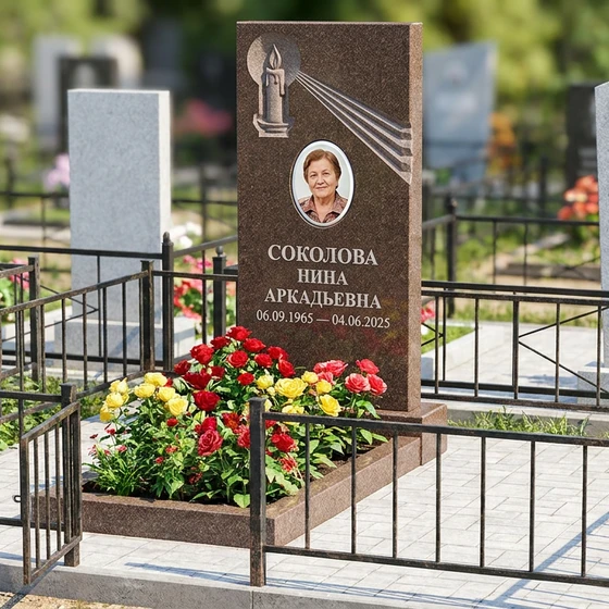 Памятник с горящей свечой из дымовского гранита