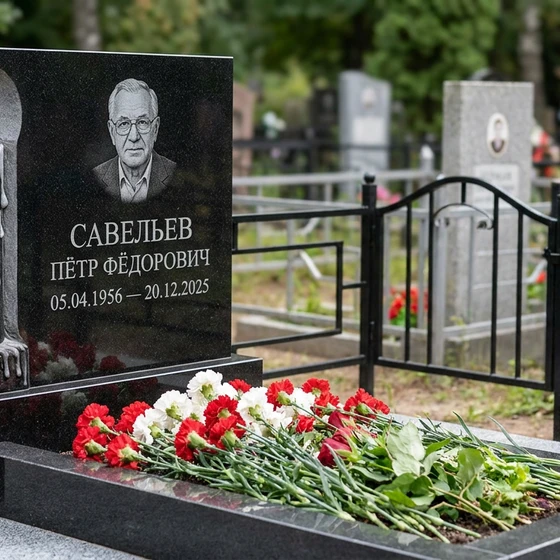 Памятник с горящей свечой из габбро-диабаза с восковыми подтёками