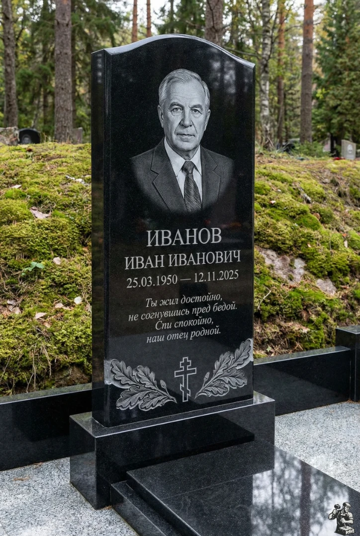 vertikalnyy-pamyatnik-s-krestom-i-listyami-ivanov-ivan-ivanovich