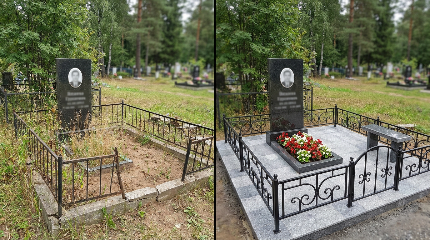 Благоустройство могилы в Ульяновске — пример 1